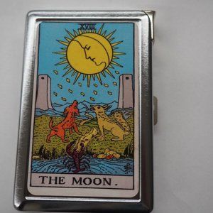 Moon Tarot Cigarette Case With Built In Butane lighter